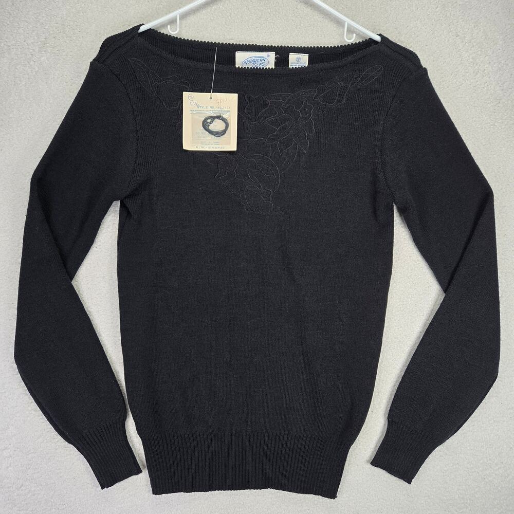 Northern Isles Embroidered Sweater Womens S Acrylic Pullover Scoop Neck NEW